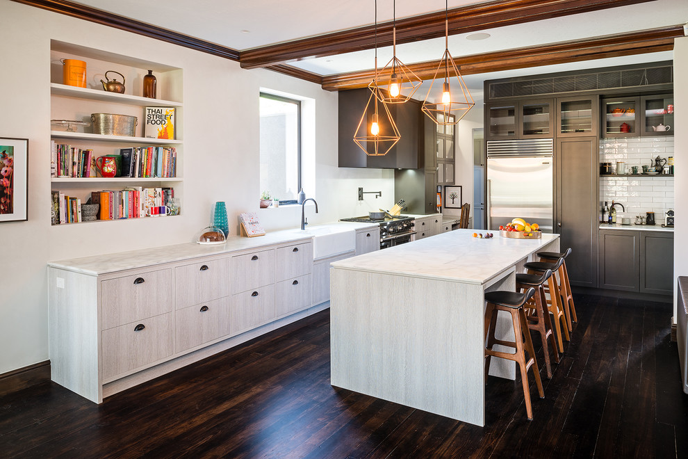 contemporary bamboo flooring in a kitchen